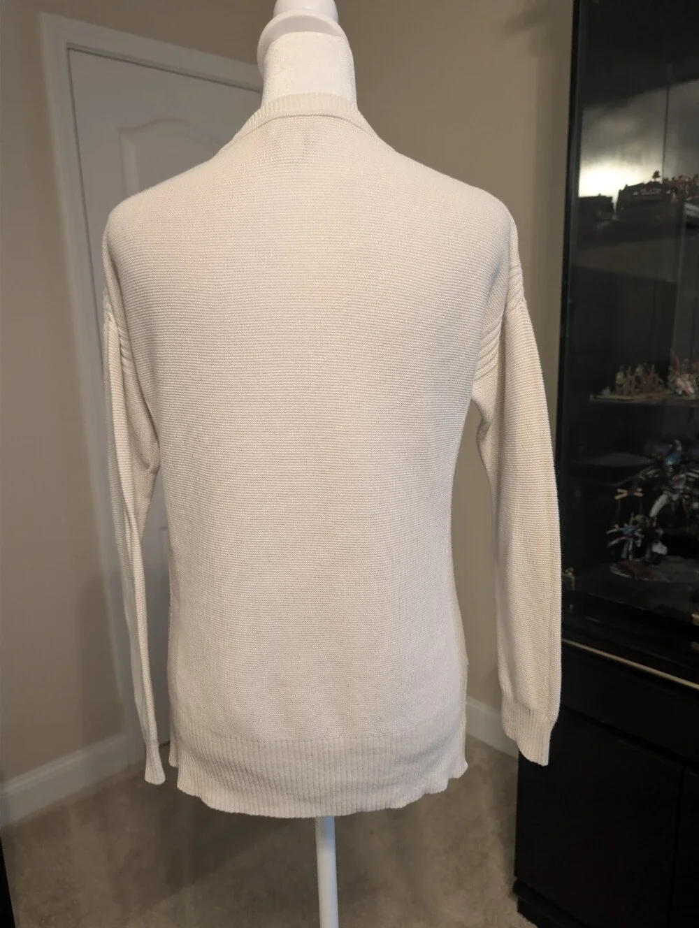 J. Crew Women's Crewneck Sweater in Cream with Horizontal Texture at The Sides